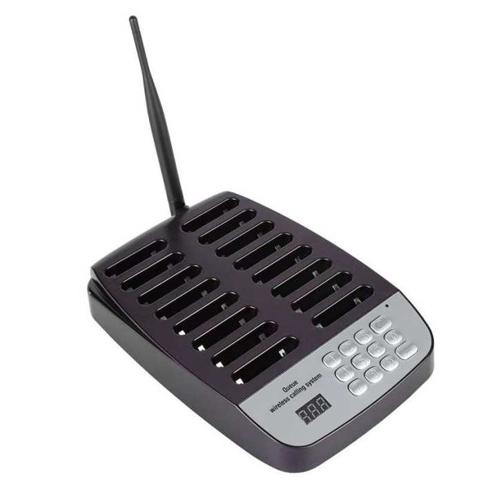 Wireless Pager System Restaurant Guest Paging 999 Channels with Calling Keyboard Charging Station 16 Slots Rechargeable