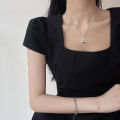 S925 sterling silver hollow triangle necklace women's versatile niche simple sense of luxury is clavicle chain wholesale silver jewelry. 