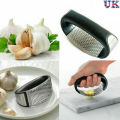 Garlic Press Rocker Garlic Peeler Set Stainless Steel Garlic Crusher Squeezer Slicer Mincer Chopper Kitchen Gadget with Handle. 