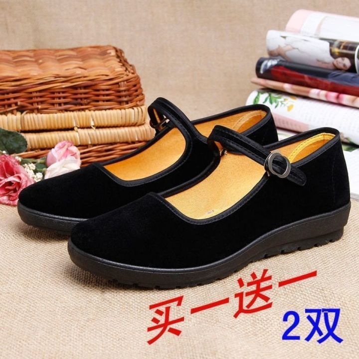 Old%20Beijing%20Cloth%20Shoes%20Women's%20Square%20Mouth%20Shoes%20Soft%20Bottom%20Non-Slip%20Wear-Resistant%20Hotel%20Front%20Desk%20Work%20Shoes%20Mother%20Shoes%20Black%20Flat%20Velvet%20Generation%20-%20Image%202