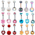3PCS/Lot Surgical Steel Crystal Belly Button Piercing Set 14G Heart Belly Piercing Pack CZ Navel Ring Set Cute Belly Bar Bulk.