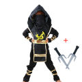 Ninja Costume Deluxe Black Kids Ninja Costume with Plastic Accessories Halloween Cosplay Ninja Outfit for Boys Girls.