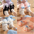Sanrios My Melody Cinnamoroll Kuromi Anime Cartoon Cute Winter Warm Plush Cotton Slippers Girl Non Slip Thick Sole Home Shoes.