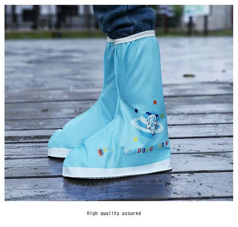 Children's waterproof anti slip male and female elementary school students, rainy day shoe rainproof foot cover, high drum rain boots