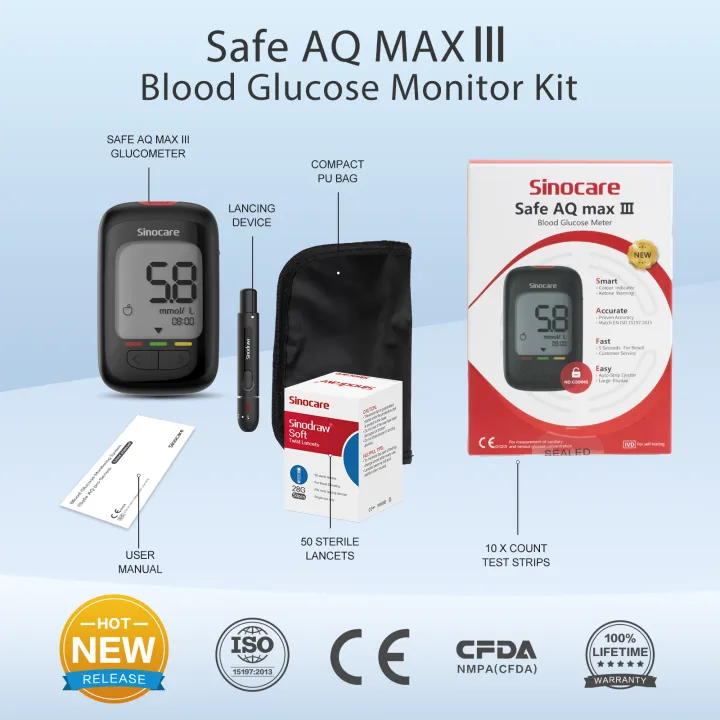 Sinocare%20Blood%20Glucose%20Testing%20Kit/Blood%20Glucose%20Monitor%20Safe%20AQ%20Max%20III,%20with%20Blood%20Ketone%20Warning,%20with%20Strips%20x%2010%20&%20Lancing%20Devices%20x%2050%20&%20Carrying%20Bag,%20500%20Memory,%20Results%20in%20mmol/L%20-%20Image%204