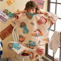Pajama Sets Women Kawaii Print Chic Ulzzang Soft Spring Fall Lady Pjs Sleepwear Oversize Popular Ins Loose Preppy Girls Homewear. 