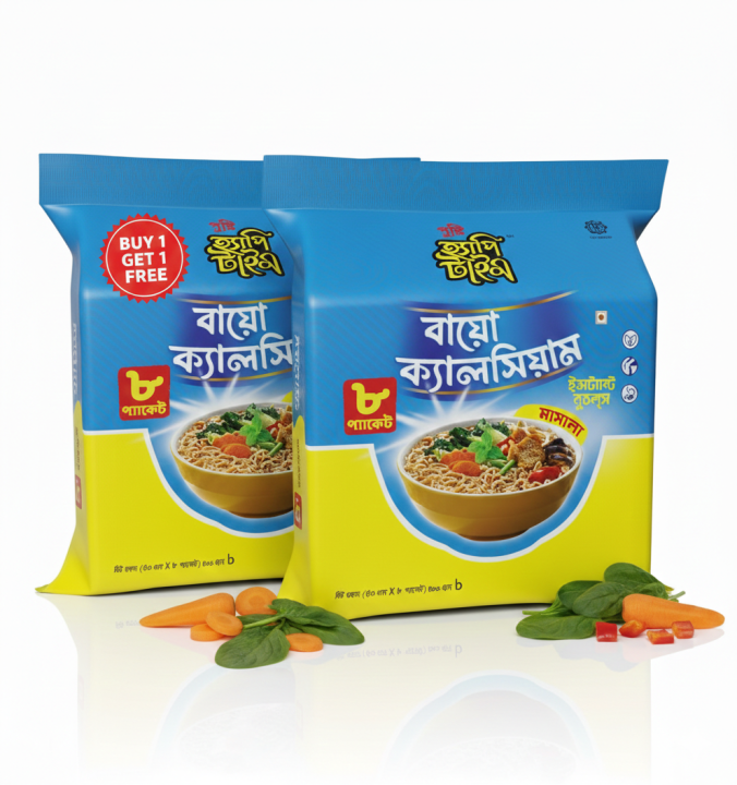 Pusti Happy Time Instant Noodles Bio Calcium 50gmX8 pcs cake (Buy 1 Get 1)