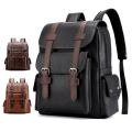2023 Men Backpack PU Leather Bagpack Large Laptop Backpacks Male Mochilas Black Schoolbag For Teenagers Boys Brown Sac A Dos.