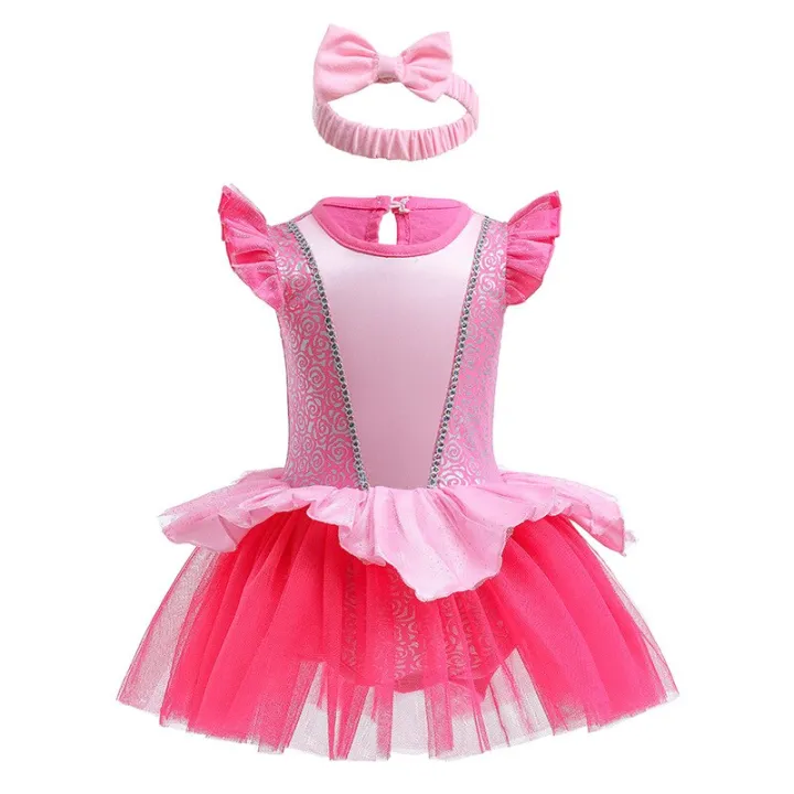 Baby%20Girl%20Romper%20Dress%20With%20Headband%20Elsa%20Tris%20Fairy%20Belle%20Mermaid%20Snowwhite%20Girl%20Clothes%20Size%203-18M%20Cute%20Design%20Infant%20Dress%20-%20Image%202