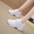 Inner Heightened Small White Shoes Women's 2023 New Spring Flying Woven Mesh Casual Sneakers Breathable Platform Daddy Shoes Summer. 