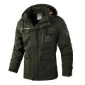 Men Jacket Coat Stylish Windbreaker Jacket with Hood Multiple Pockets Waterproof Design for Men's Winter Coat Multi-pocket Men. 