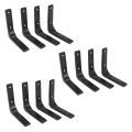 JOUYI 12 PCS Iron Wall Shelf Bracket, 4 x 4 Inch Heavy Duty Shelf Support Bracket Decorative Joint Angle Bracket, Black. 