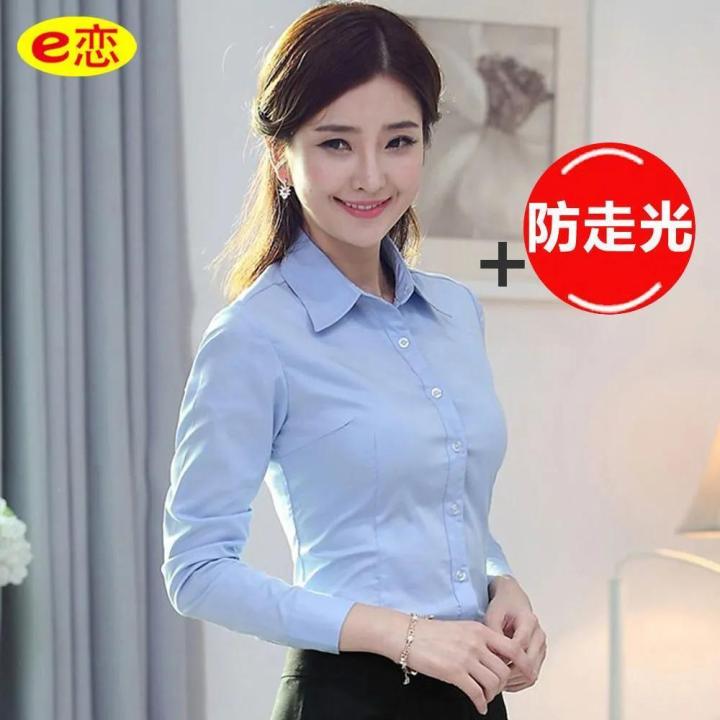 Shirt Women's White Long-Sleeved Shirt Work Clothes New Inner Wear Base Shirt Large Size Suit Business Wear Outerwear Shirt