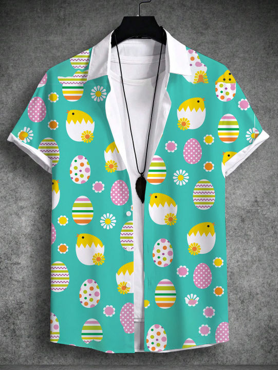 Summer%20Hawaiian%20Shirt%20Unisex%20Shirt%20Rabbit%20Egg%20Happy%20Easter%20Turndown%20Street%20Outdoor%20Short%20Sleeve%20Button-Down%20Print%20Men's%20Clothing%20-%20Image%205