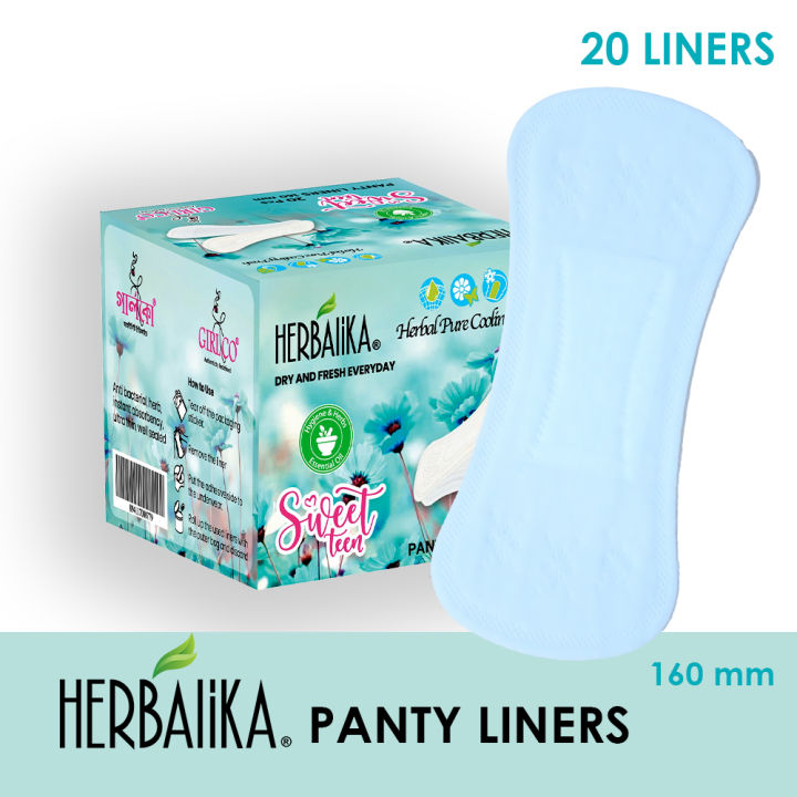 Herbalika Sweet Teen Panty Liners - Dry & Fresh Every Day 160mm - 20 Panty Liners