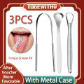 【Lejia】3 PCS Tongue Scrapers with Metal Case, Tongue Scraper Kit for Kids Premium Metal Tongue Scraper Cleaner Great for Oral Hygiene Bad. 