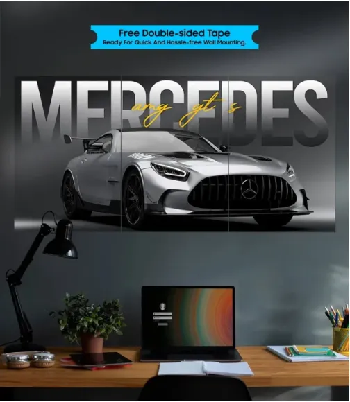 🚗 3 in 1 Premium Wall Canvas Split Car Poster – Pack of 3 (12×24 inch ...