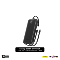 Foneng (PX107) 20000mah 22.5w Fast Charging Portable Power Bank with Built-In 3 Cables- Black. 