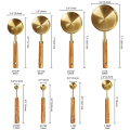Measuring Cups and Spoons Set of 8, Wood Handle with Metric and US Measurements,Stainless Steel, for Cooking and Baking.