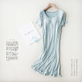 modal short sleeve long skirt pajamas with bra pads striped loose thin plus size home dress women's summer home.