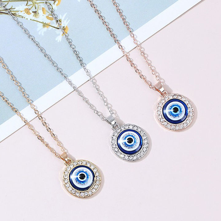 1PC Turkish Crystal Evil Eyes Pendant Necklace For Womens Jewelry Gold Necklaces NOVO