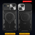 New Phone Case For iPhone 8 7 Se 2020 Cover Foldable 360 Degree Rotating Bracket Vehicle Mounted Sliding Hard Shockproof Rear Shell + Tempered Glass Screen Protector for iPhone 7 8 Se 2020 Case.