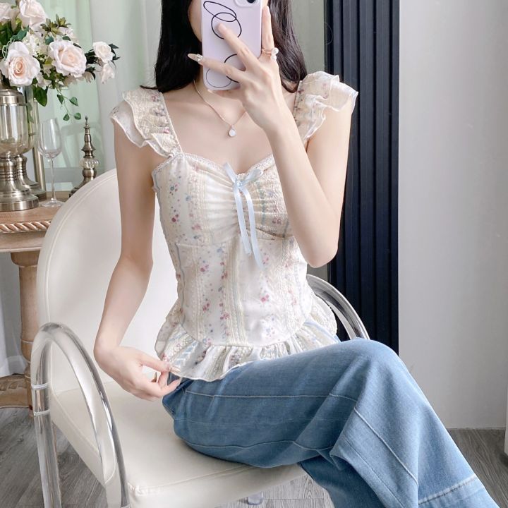 Imported%20Korean%20pure%20desire%20sweet%20pastoral%20style%20camisole%20small%20vest%20women's%20summer%20small%20flying%20sleeve%20floral%20tube%20top%20lace%20beautiful%20back%20free%20size%20-%20Image%206