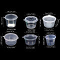 100pcs Mini Plastic Packing Box 20-40ml Sauce Cup Clear Food Condiments Storage Container Box Kitchen Organizer. 
