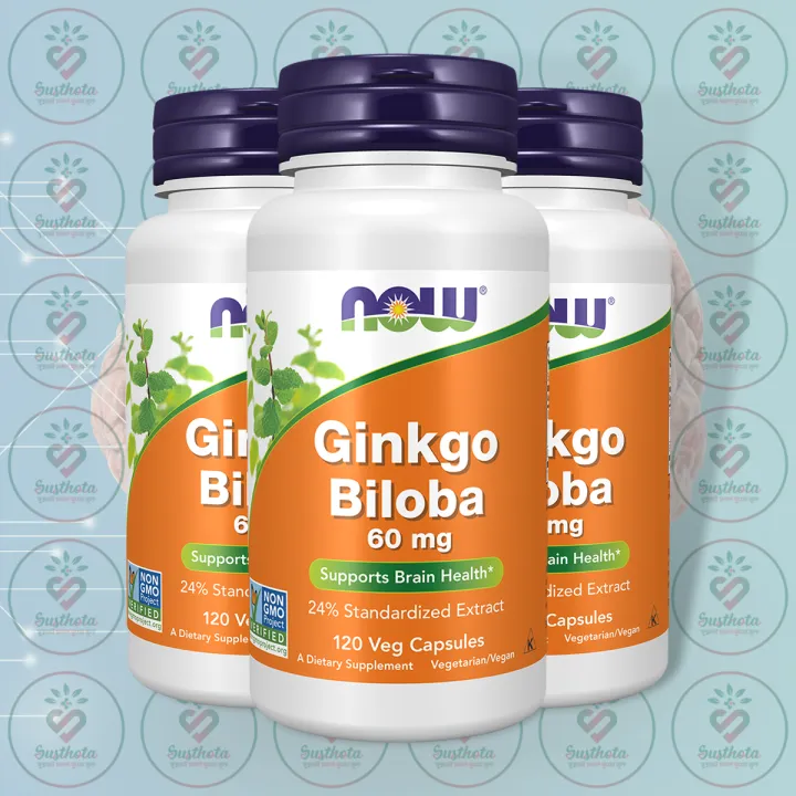 NOW Ginkgo Biloba – 60 mg – 120 Veg Capsules – with 24% Standardized ...