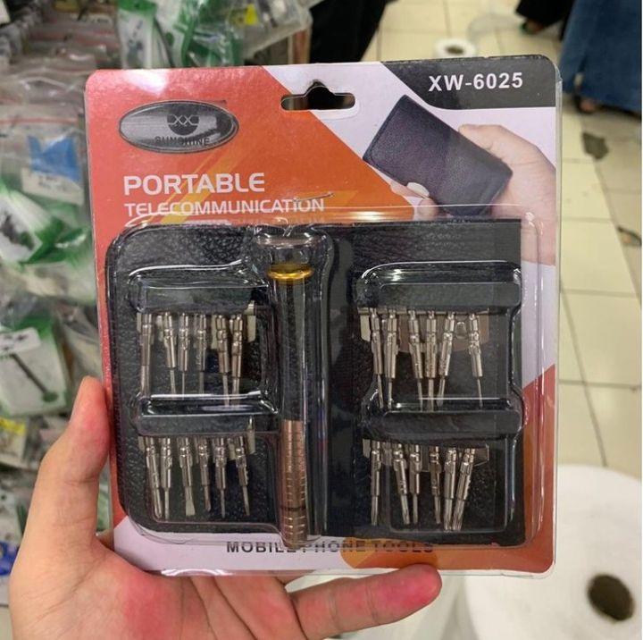 Portable%20Telecommunication%20Mobile%20Phone%20Tools%2024%20In%201%20Multi-Purpose%20Precision%20Screwdriver%20XW-6025%20Interchangeable%20Screwdriver%20Set%20With%20Bag%20-%20Image%202