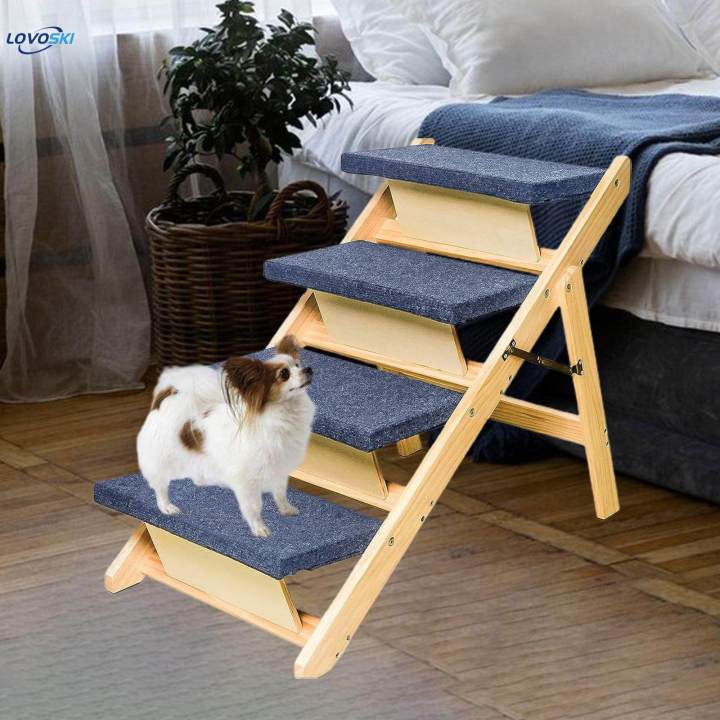 Wood Pet Stairs Adjustable Slope for Couch and High Bed for All