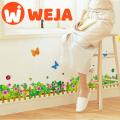 Vivid Flower Butterfly Fence Wall Stickers For Living Room Bedroom Balcony Baseboard Decor Pastoral Wall Art Home Decals.