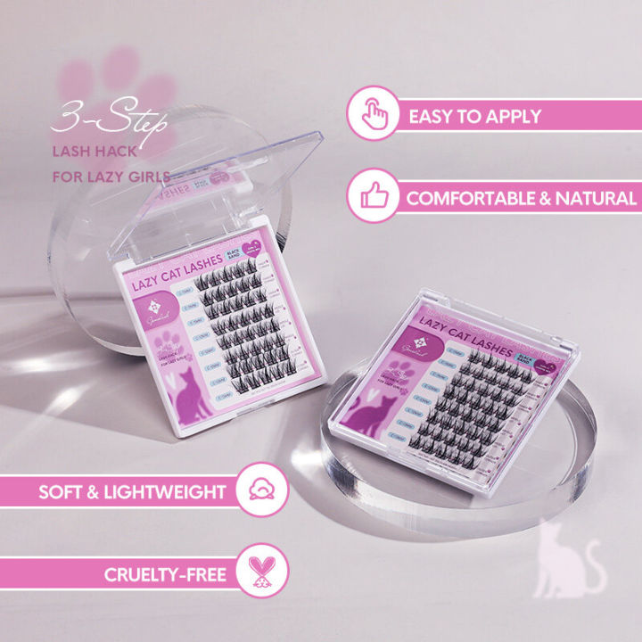 GENIELASH%20C/D/D+%20Curl%20Lazy%20Cat%20Lashes%20DIY%20Cluster%20Eyelashes%20Sun%20Flower%20Black%20Line%2040%20Cluster%20Set%20Eyelash%20Extension%20Medium%20Length%20Soft%20Nature%20Individual%20Lashes%20-%20Image%203