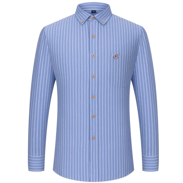 Fashion%20Men's%20Long%20Sleeve%20Casual%20100%25%20Cotton%20Striped%20Oxford%20Shirt%20with%20Embroidered%20Chest%20Pocket%20Standard-fit%20Button-down%20Shirts%20-%20Image%206