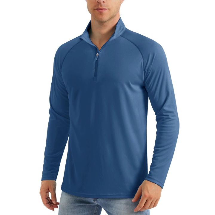 MAGCOMSEN%20UPF50%20Men's%20T-shirt%20UV%20Sun%20Protection%20Long%20Sleeve%20Hiking%20Fishing%20Shirts%20Quick%20Dry%201/4%20Zip%20Summer%20Pullover%20Workout%20Tops%20-%20Image%204