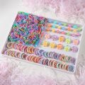 580Pcs Girls Hair Accessories Set Candy Colors Hair Ties Children Elastic Rubber Band Cute Small Flower Hair Clips for Kids.