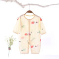 Baby ultra-thin breathable summer long-sleeved printed jumpsuit combed cotton bamboo fiber baby sweatshirt air-conditioned clothing. 