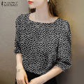 ZANZEA Women Business Casual Floral Printed Tops Office OL Workwear Square Neck T-Shirt #11.