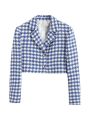 KYPTKA Women Fashion Tweed Cropped Blazer Coat Vintage Long Sleeve Front Button Female Outerwear Chic Vestes Femmes. 