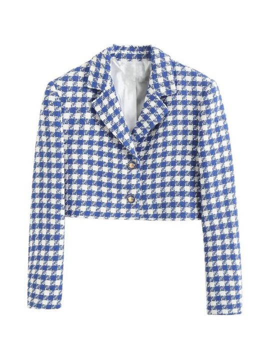 KYPTKA%20Women%20Fashion%20Tweed%20Cropped%20Blazer%20Coat%20Vintage%20Long%20Sleeve%20Front%20Button%20Female%20Outerwear%20Chic%20Vestes%20Femmes%20-%20Image%202