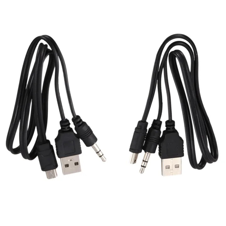 USB%202.0%20to%20Mini%20A%20Male%203.5mm%20Jack%20Plug%20Audio%20Data%20Cable%2045cm%202%20Pcs%20-%20Image%203