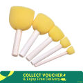 5 Pcs Round Stencil Sponge Yellow Dabber Wooden Handle Foam Brush Furniture Art Crafts Painting Tool Supplies Painting Stippler Set DIY Painting Tools in 5 Sizes. 