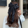 Korean Elegant Silk Long Bow Hair Clip Large Ribbon Hair Clip For Women.
