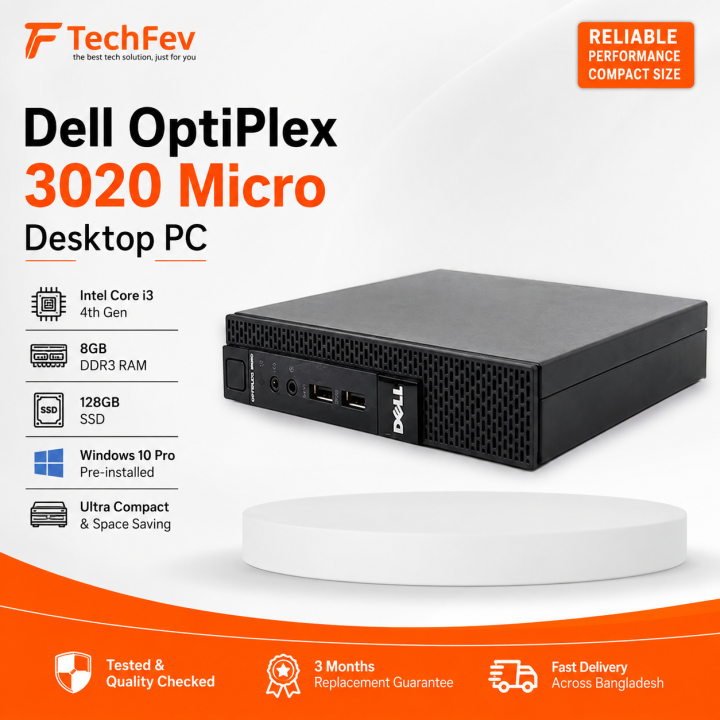 Dell OptiPlex 3020 Micro Desktop PC – Intel Core i3 4th Gen | 8GB RAM | 128GB SSD