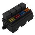 12 Way Blade Fuse Holder Box with Spade Terminals and Fuse 4PCS 4Pin 12V 80A Relays for Car Truck Trailer and Boat. 