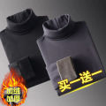 Dralon High Neck Velvet Thickening Thermal Clothes Men's Sweater Autumn and Winter Dad Underwear Long SleeveTShirt Bottoming Shirt Top.