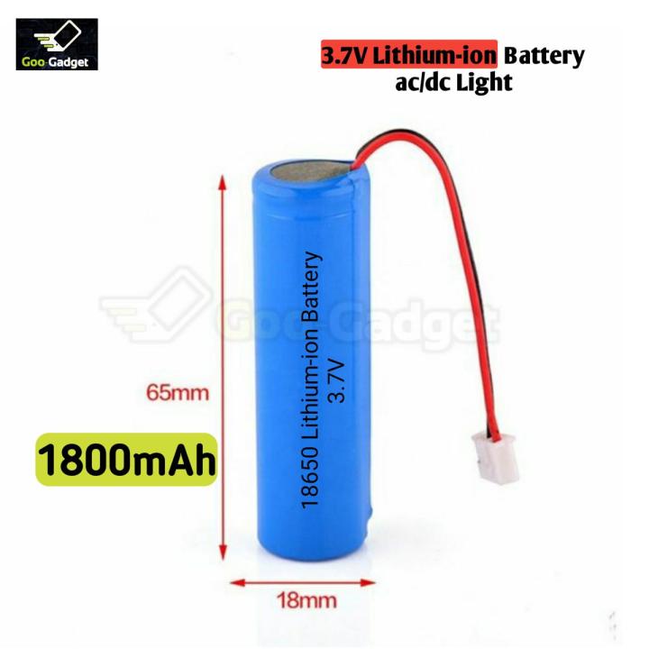 18650 3.7 volt lithium-ion babattery 1800mAh for ac dc Light