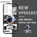 Hontinga for Vivo Y19 Back Cover New Astronaut Crystal Case Camera Protection Transparent TPU Soft Phone Cover. 