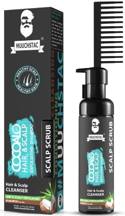 Muuchstac Cocoalo Hair & Scalp Exfoliating Shampoo For Men - Deep Cleansing Formula for Healthy Hair & Scalp, Removes Dirt, Promotes Hair Growth, Scalp Scrub (70 ml)