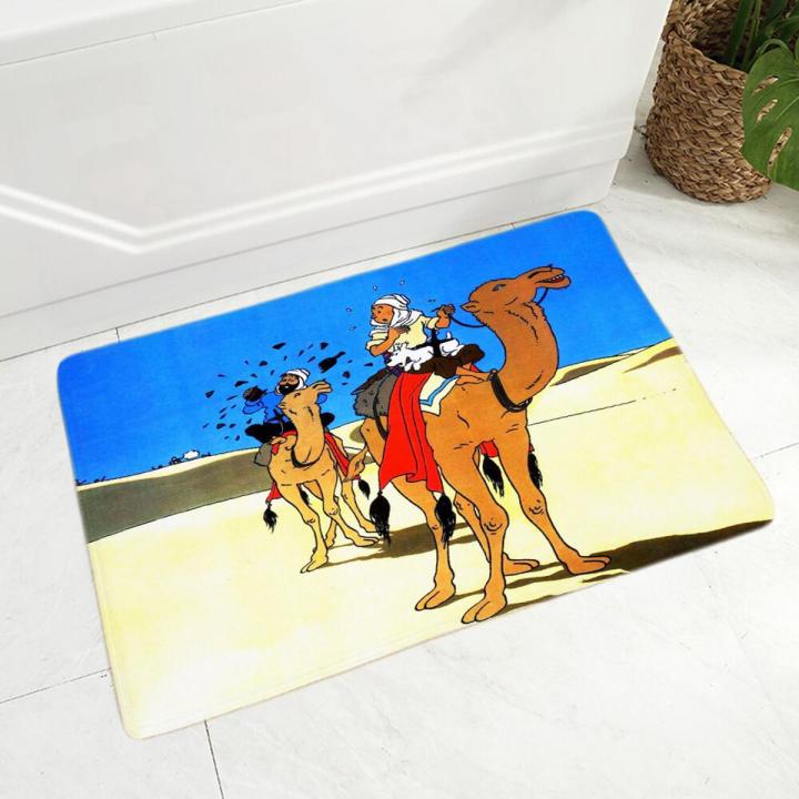 Adventures of Tintin Print Doormat Super Soft Flannel Carpet for Kitchen Bedroom Non-Slip Decor Cartoon Floor Door Mat 40x60cm-400mm x 600mm